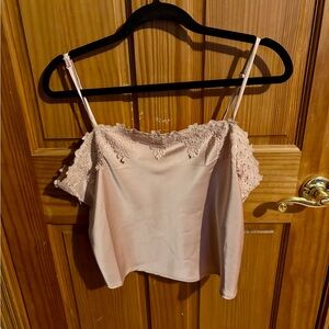 Blue Tassel Pink Lace Cami Tank